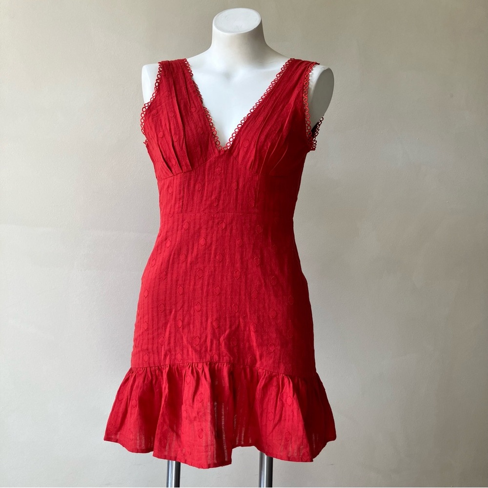 Showpo. | Burnt Orange Loop Trim Cotton Mini Dress